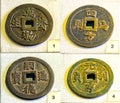 Collectibles ancient large coin in the reign of Minh Mang king 1830 feudal period in Vietnam.