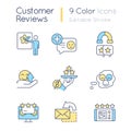 Collecting customer feedback RGB color icons set