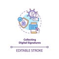 Collecting digital signatures concept icon