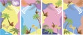 Collection of abstract background pictures. Summer, palm trees, butterflies, a glass of wine.