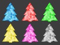 Collection of abstract Christmas trees of different colors. Royalty Free Stock Photo
