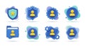 Collection of abstract digital icons representing user profiles security and data management Royalty Free Stock Photo