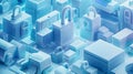 Collection of abstract digital locks and devices illustrates data security concepts. Generative by AI