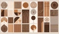 Mid century abstract geometric patterns brown tones 3 Royalty Free Stock Photo
