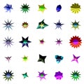 Collection of abstract geometric starburst shapes in various colors and styles vector 2 Royalty Free Stock Photo