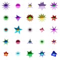 Collection of Abstract Geometric Starburst Shapes in Various Colors vector 1 Royalty Free Stock Photo