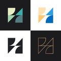 Collection of abstract H letters modern abstract logo icon design concept. Isolated on white and dark backgrounds. Vector