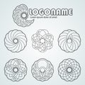 Collection of abstract logo design. Set of black monochrome icons