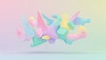 Collection of Pastel Geometric Shapes Floating in a Soft Gradient Background abstract Royalty Free Stock Photo