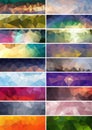 Collection of abstract polygonal banners