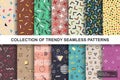 Collection of abstract retro seamless geometric patterns. Colorful vector trendy vintage backgrounds - mosaic textures Royalty Free Stock Photo