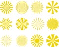 Collection of abstract sun rays. set of summer vector sunray illustration Royalty Free Stock Photo