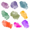 Collection of abstract watercolor organic shape blobs, irregular paint stains vector illustration isolated on white background. Royalty Free Stock Photo