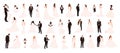 Collection of abstract wedding couple grooms and brides in various pose isolated