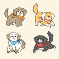 Collection Of Adorable Lovely Puppies Mascot Doodle First Set