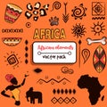 Collection of african isolated elements and symbols. Graphic pack with aztec and mayan vectors.