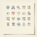 A collection of AI-generated icons displayed on a light background Royalty Free Stock Photo