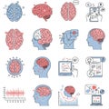 A collection of AI-generated illustrations featuring various brain-related concepts. The Royalty Free Stock Photo