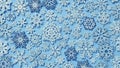 Collection of AI-generated snowflakes is displayed against a light blue Royalty Free Stock Photo