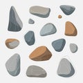 Collection of AI-generated stones varied in shape and color, set against a white background. The Royalty Free Stock Photo