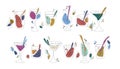 Collection of alcohol coctails and other drinks. Lineart summer coctail Royalty Free Stock Photo