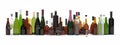 Collection of alcoholic bottles isolated 3d rendering