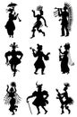 Collection of allsorts of silhouettes of people
