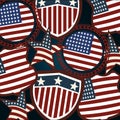 Collection american flags shields stars and labels, politics voting and elections USA, make it count