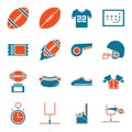 Collection of american football items. Vector illustration decorative design