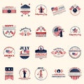 Collection of american independence day icons. Vector illustration decorative background design Royalty Free Stock Photo