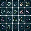 Collection of ampersands on colors for lettes and Royalty Free Stock Photo