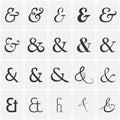 Collection of ampersands for lettes and Royalty Free Stock Photo