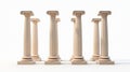 Ancient Greek columns isolated on white background