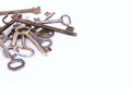 Collection of ancient keys isolated on white background Royalty Free Stock Photo