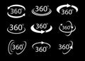 Collection of Angle 360 degrees sign icon, Geometry math symbol.