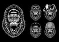 Collection Of Angry Gorilla Characters Royalty Free Stock Photo