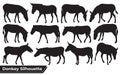Collection of animal donkey silhouette vector illustration