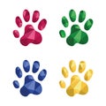 collection animal footprints abstract triangle colorful icon on white background