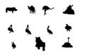 Collection of animal silhouettes Royalty Free Stock Photo