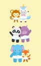 collection animals toy baby shower card