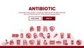 Collection Antibiotic Thin Line Icons Set Vector Royalty Free Stock Photo
