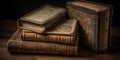 A collection of antique books with worn covers, representing the passage of time and the power of stories, concept of Royalty Free Stock Photo