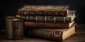 A collection of antique books with worn covers, representing the passage of time and the power of stories, concept of Royalty Free Stock Photo