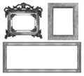 Collection  antique gray frame isolated on white background, clipping path Royalty Free Stock Photo