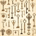 Assorted Vintage Keys Hanging on Wall. Generative AI Royalty Free Stock Photo