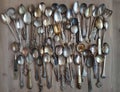 Collection of antique spoons. Cutlery. Teaspoons. Antiques.