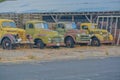 A collection of antique trucks ready to be restored in Sprague, Washington