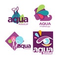 Aqua makeup, cosmetics and beauty salon or company logo