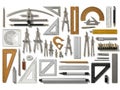 Collection of architectural and engineering tools for precision measurement Royalty Free Stock Photo