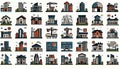 Collection of architectural icons and design elements Royalty Free Stock Photo